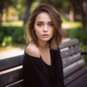 Girl sitting on a bench